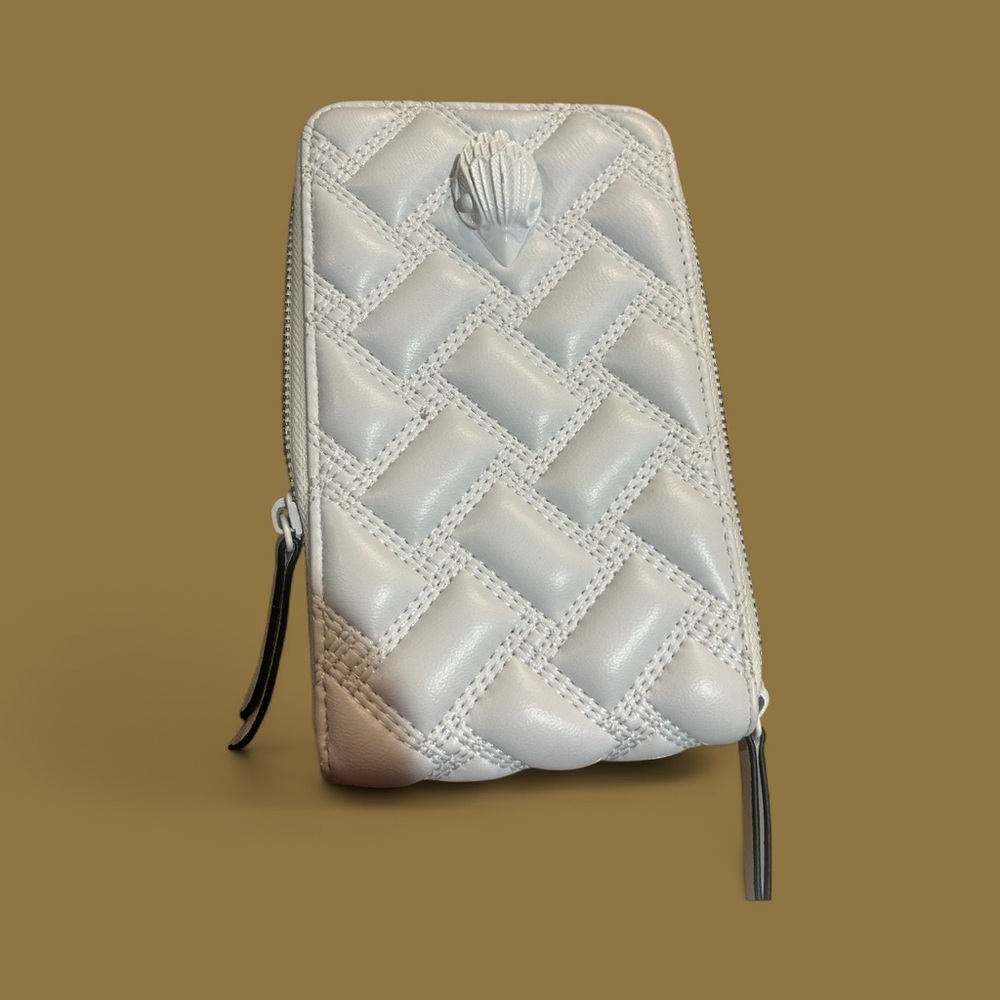 Elegant Gray /White Quilted Kurt Gieger Crossbody Women's Bag